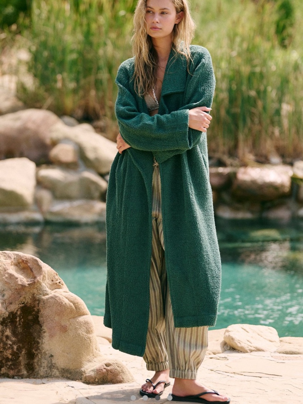 Free People Shayla Robe in teal - Cozy Cardigan Coat / Robe